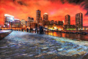 Boston Cityscape at Night 02 - RF Stock Photo