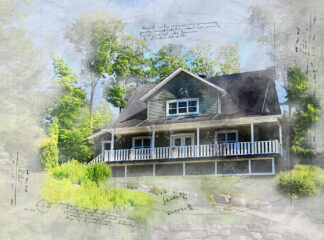 Beautiful Country House Sketch Image - RF Stock Photo