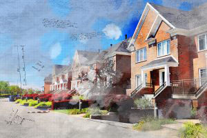 Colorful Urban Houses Sketch Image - RF Stock Photo