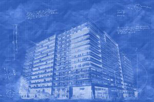 Large Condominium Building Sketch Blueprint Image - RF Stock Photo
