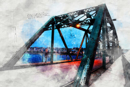 Old Bridge over the Saguenay River Sketch Image - RF Stock Photo