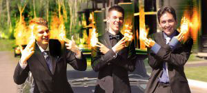 Young Men with Fingers on Fire - RF Stock Photo