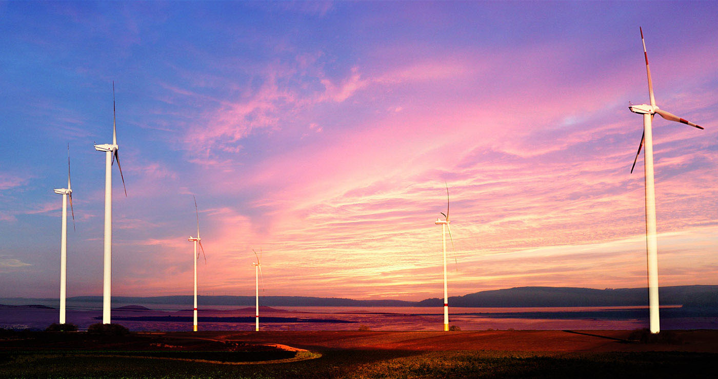 Windmills at Sunset 01 - RF Stock Photo