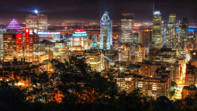 2020 Montreal City View at Night From Mount Royal Lookout Image - RF Stock Photo