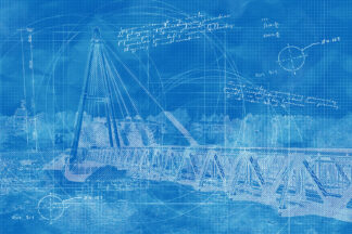 Modern Pedestrian River Cross Footbridge in Blueprint - Just Awesome Stock Photos and Animations at a Great Low Price, perfect for all your Creations.