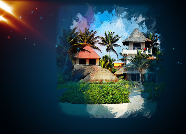 Caribbean Home Art Background with Copy Space