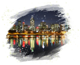 Montreal Cityscape at Night on White - Just Cool Stock Images and Animations at Budget Price