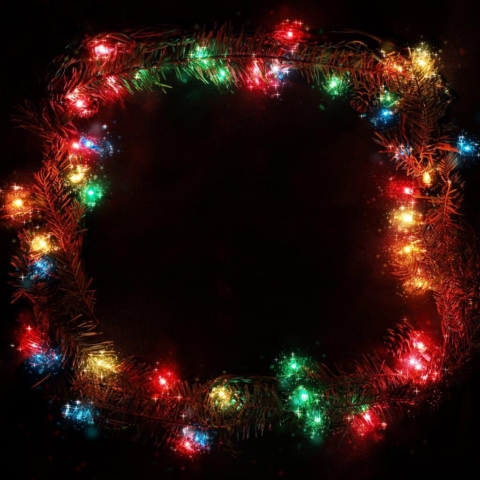 Square Christmas Lights Frame with Sparkles
