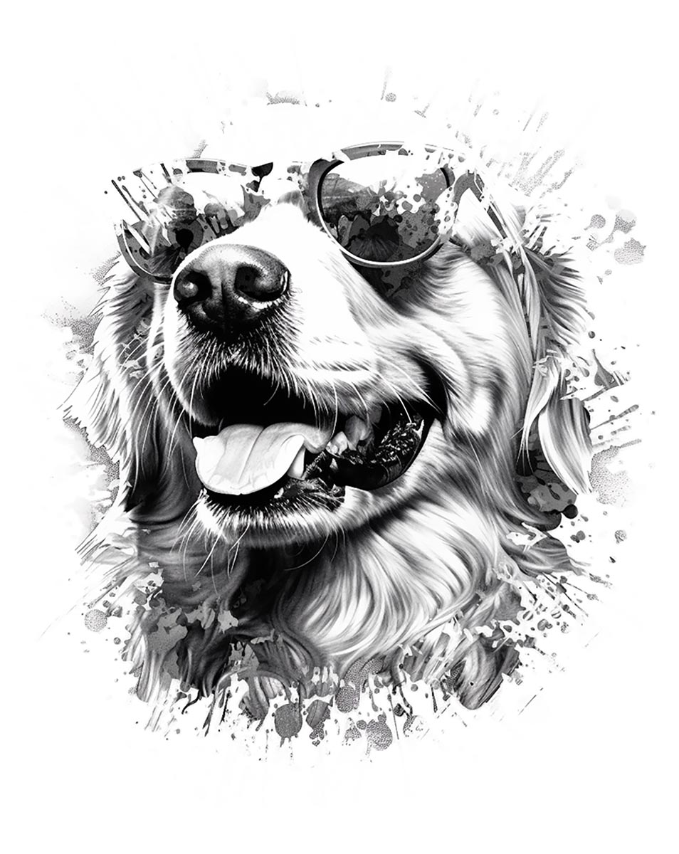 Cute Golden Retriever Dog with Sunglasses