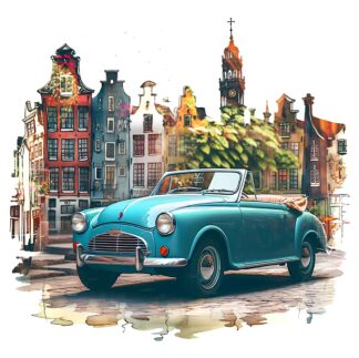 Collectible Convertible Turquoise Cabriolet Urban Artwork