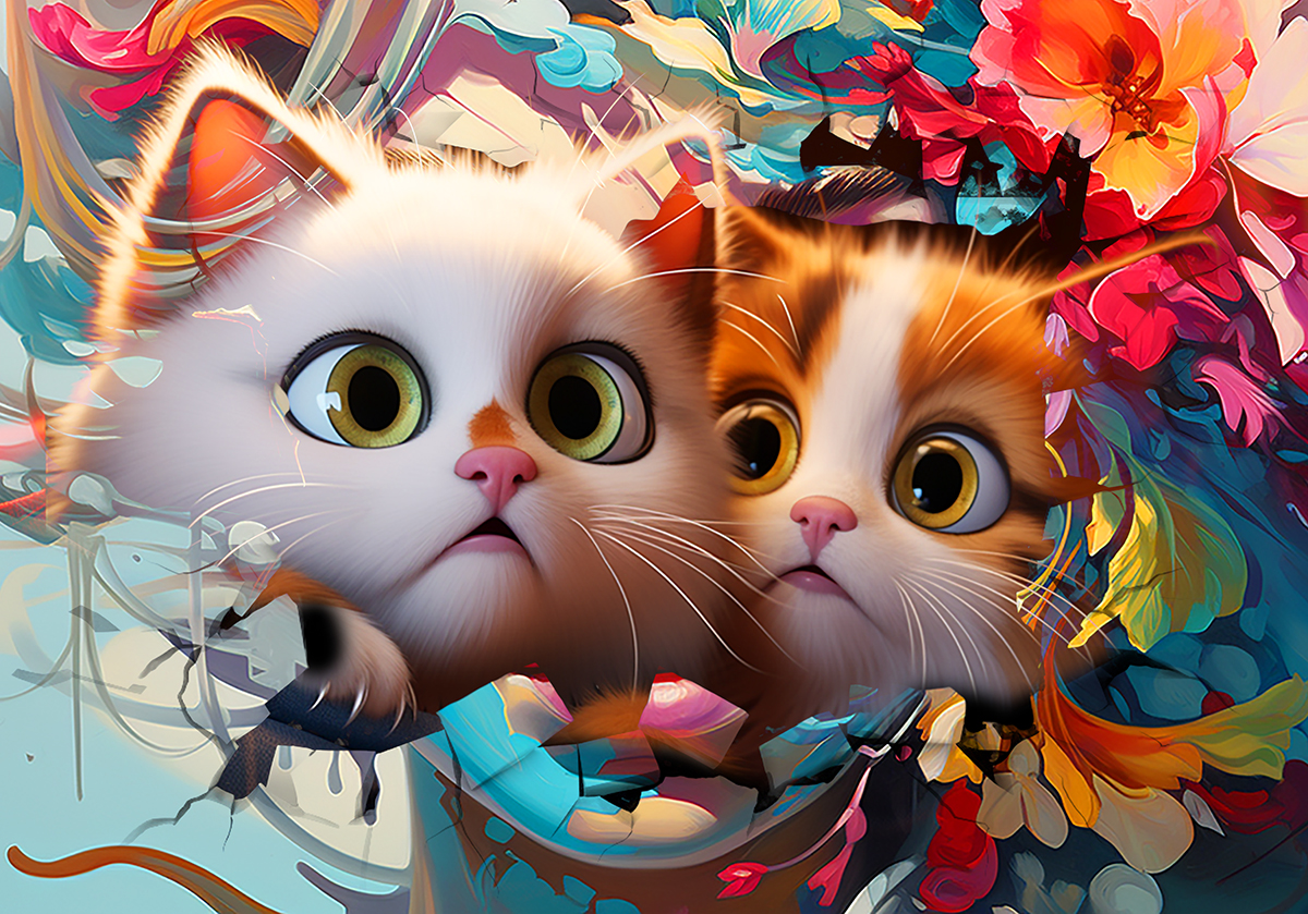 Adorable Kitty Cats - Modern Art